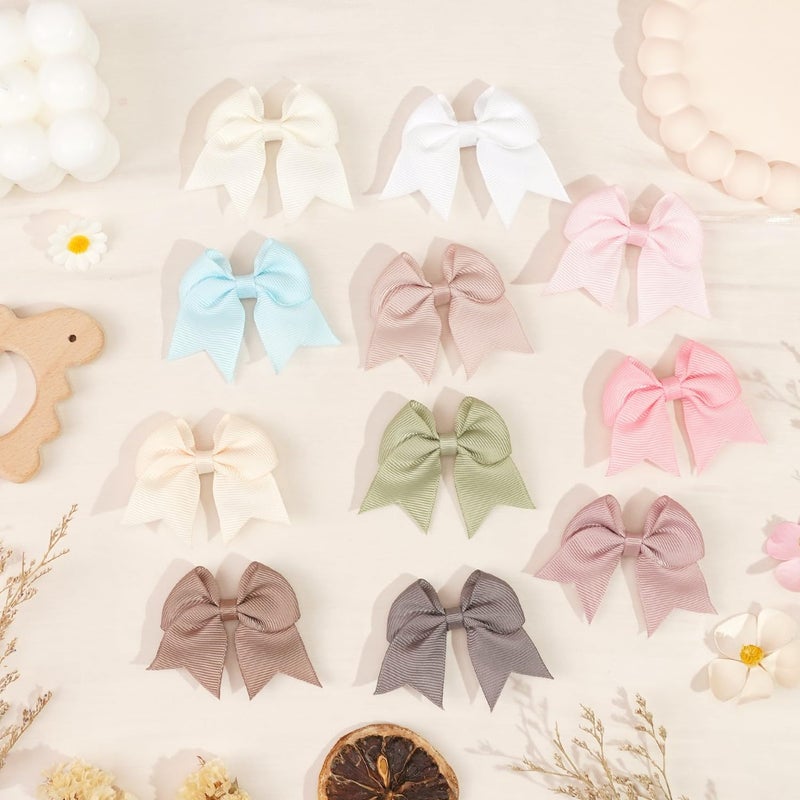 CellElection 22 Pack Mini Hair Bow Clips for Baby Girls Grosgrain Ribbon Bows Tiny Hair Clips Fine Hair for Girls Infants Toddlers - Image 4